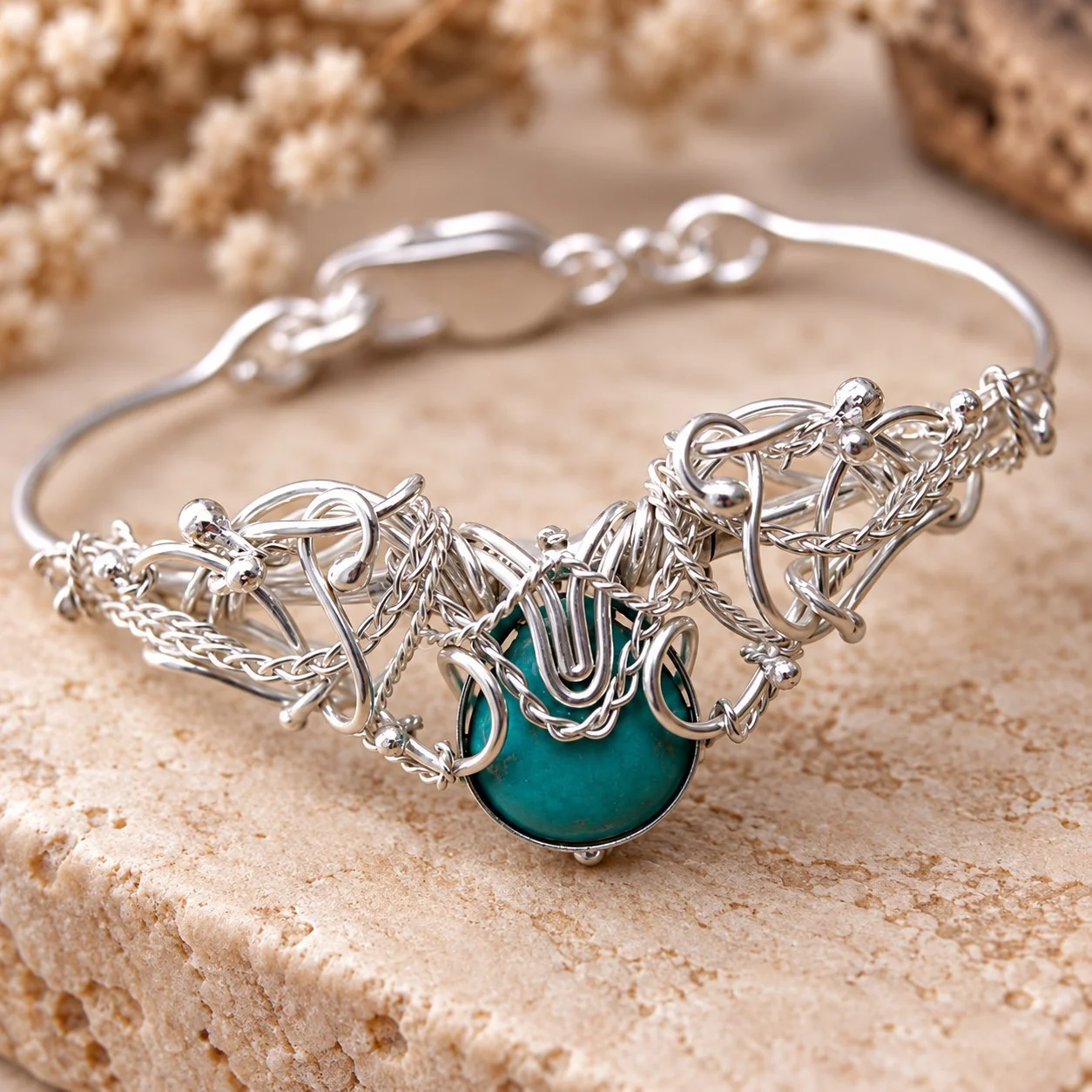 Turquoise Queen – unikatowa srebrna bransoletka z turkusem