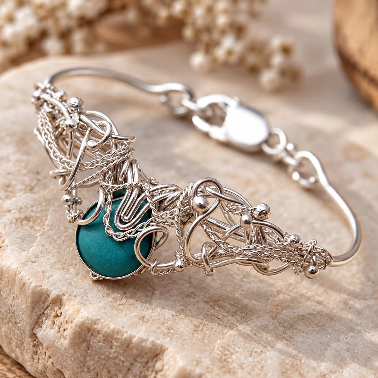 Turquoise Queen – unikatowa srebrna bransoletka z turkusem