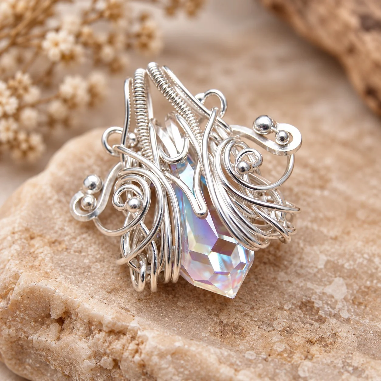 CRYSTAL WINGS – srebrny wisior z kryształem Swarovski