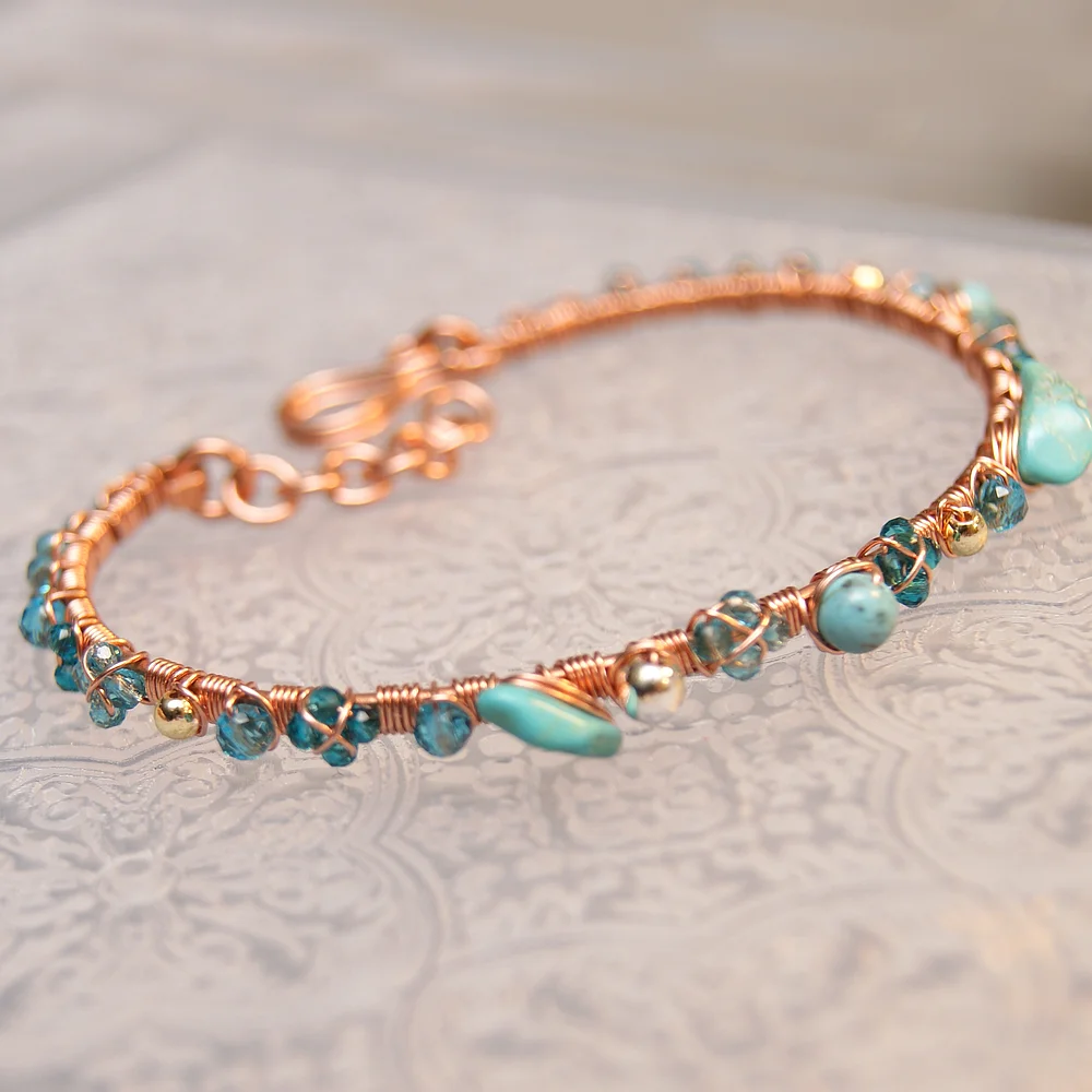 Miedziana bransoletka My Precious – turkusowa